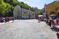 People on souvenir market on Andriyivskyy Descent