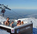 People in Spa Bath Top of Mount Hutt Ski Field Royalty Free Stock Photo