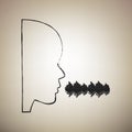 People speaking or singing sign. Vector. Brush drawed black icon Royalty Free Stock Photo