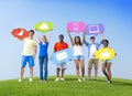 People With Speech Bubble And Social Media Royalty Free Stock Photo
