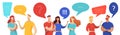 People with speech bubbles vector characters set Royalty Free Stock Photo