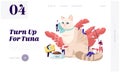 People Spend Time with Pet Website Landing Page. Tiny Characters Caress of Huge Cat, Feed, Play, Dressing. Leisure, Sparetime Royalty Free Stock Photo