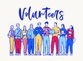 People spirit team volunteers vector care drawn