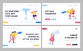 People Splashing and Playing with Water in Hot Summer Time Season Weather. Landing Page Template Set