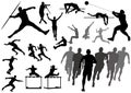 Track And Field Athletes Silhouette Set Isolated On A White Background.