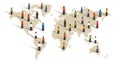 People spread across world map diversity around the world population community Royalty Free Stock Photo