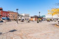 People in in Springer Market Square in central Kingston, ON, Canada, on a warm sunny autumn day Royalty Free Stock Photo