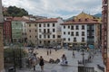 People in the square and bars on the unamuno square, bilbao, spa