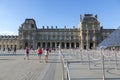 People at the square in front of the Louvre pyramid in Paris