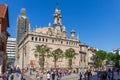 People on the square in front of the Santos Juanes church in Valencia Royalty Free Stock Photo