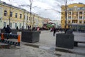 People on the square near the metro in Moscow