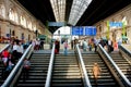 People on the stairs in railway staition building Royalty Free Stock Photo