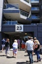 People stand in line to view a apartment for rent