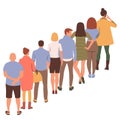 People stand in a long queue. Vector flat. Royalty Free Stock Photo