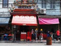 People stand outside Great Sage Buddha Temple