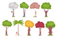 People Standing Behind Trees, Young Men and Women Hiding and Peeking Behind Tree Trunks Vector Illustration