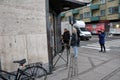 People standing queue for covid-19 vaccines doese in Copenhagenn