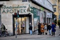 People standing queue for covid-19 vaccines doese in Copenhagenn