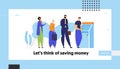 People Standing in Queue near ATM Cash Machine Web Banner Template. Financial Transaction Concept Royalty Free Stock Photo