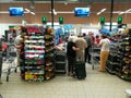 People standing at queue at the supermarket