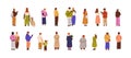 People standing set, rear view. Men, women backside. Behind human backs. Male, female characters with mobile phone, dog Royalty Free Stock Photo