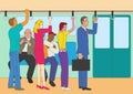 People standing and sitting in the train Royalty Free Stock Photo