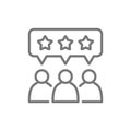 People with star bubbles, rating, feedback, reputation line icon. Royalty Free Stock Photo
