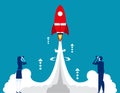 People and start up. Concept business vector illustration, Physical structure, Smoke, Rocket