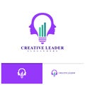 People stats with bulb logo design vector template, Creative People logo design concepts Royalty Free Stock Photo