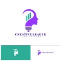 People stats with bulb logo design vector template, Creative People logo design concepts Royalty Free Stock Photo