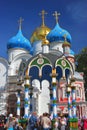 People stay in queue in Trinity Sergius Lavra