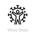 People Stop the Coronavirus icon. Editable line vector.