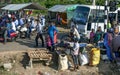 People stopped at a railway crossing in northern Sri Lanka.