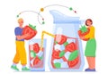 People with strawberry juice vector concept Royalty Free Stock Photo