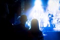 People at a street concert in the evening