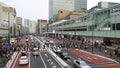 People for street crossing at Shinjuku Express Bus Terminal.