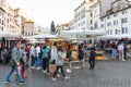 People on street market on square Campo de Fiori