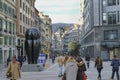 People in the street in Oviedo, Spain.
