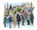 People in a street of Paris