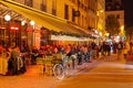 People street restaurant Paris night Royalty Free Stock Photo