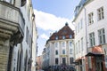 Buildings and architecture exterior view in old town of Tallinn, colorful old style houses and street situation. Tallinn, Estonia Royalty Free Stock Photo
