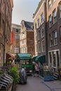 People at streets of Amsterdam during spring time