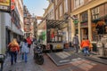 People at streets of Amsterdam during spring time