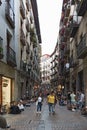 People in the streets and bars of the historic city of Bilbao, S