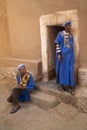 People on the streets in Kasbah Ait Ben Haddou in the Atlas Mountains, Morocco.