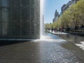 People stroll past Crown Fountain, Millennium Park, Chicago