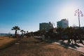 People strolling along Finikoudes beach in Larnaca