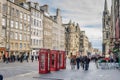 People Strolling along the Royal Mile in Edinburgh on a Cloudy Day Royalty Free Stock Photo