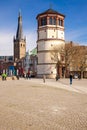 People strolling on Burgplatz in Dusseldorf Royalty Free Stock Photo