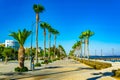 People are strolling on Molos promenade on Limassol, Cyprus